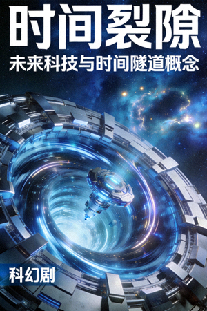 科幻剧《时间裂隙》海报 - 未来科技与时间隧道概念